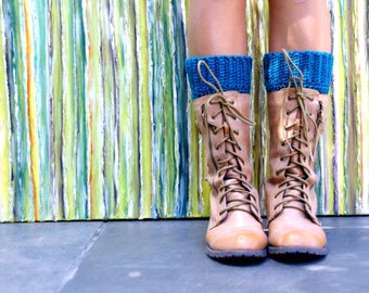 Chunky Boot Cuffs - Cream/Tan/Oatmeal/Gray/Brown/Wooden Buttons/Leg Warmers/ Women's