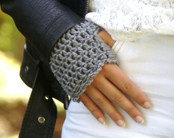 Gants sans doigts - Chauffe-bras -26 COULEURS - faits à la main/femmes//tan/crochet gants/gruau/tricot/stretchy/cosy/warm/winter/chunky/wristwarmers