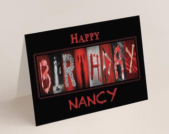 Personalized Horror Movie Birthday Card: Creepy Slasher Theme