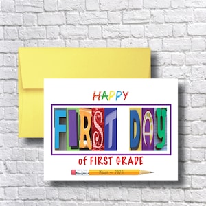 Gepersonaliseerde kaart eerste dag eerste leerjaar, gefeliciteerd, groet, klas van 2036, 2025, 2025, nieuw schooljaar, begin, God Daughter Son