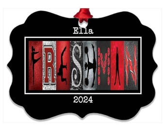 Personalized Cheerleader Freshman 2028 Christmas Tree Ornament, Customized Gift, Class of 2029,  Bag Tag, Party Favor,  2030, 2031, 2032,