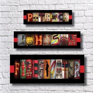 Arte con letras de bombero, letrero de bombero, regalo de graduación de bombero, regalo de bombero, arte de pared de bombero, regalo de bombero, decoración de bombero
