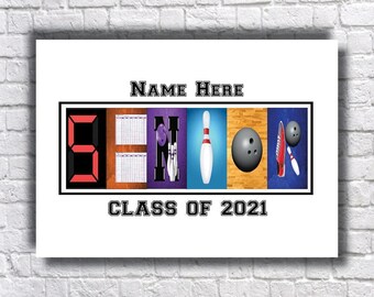 Senior 2027 Bowling, Personalized, High School Senior, Senior Night, Sports Team, Name Letter Art, Thank You Gift, Player, Class of 2027