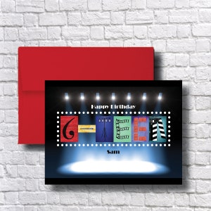 Cartão de aniversário personalizado para 6-TEEN, dezesseis, cartões de aniversário para meninos, teatro, clube de teatro, Broadway, personalizado, musical, celebração