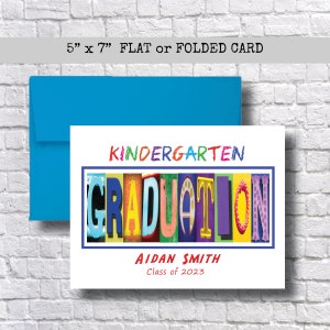 Personalisierte Kindergarten-Abschlusskarte, bestanden, Glückwunsch, Gruß, Klasse von 2025, 2024, 2025, 2036, bestanden, Schule, letzter Schultag
