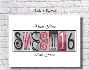 Guest book, Sweet 16 Gift, Party Supplies, 16th Birthday, Birthday Guest Book, Custom Guest Book,Sweet Sixteen,Printable,Sweet 16 favors,SW7