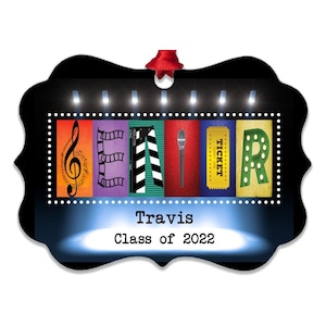 Personalized Senior Theater Broadway Drama Club Ornament, High School Class of 2025, 2025 Tag, Party Favor, Graduation Gift, Senior Night