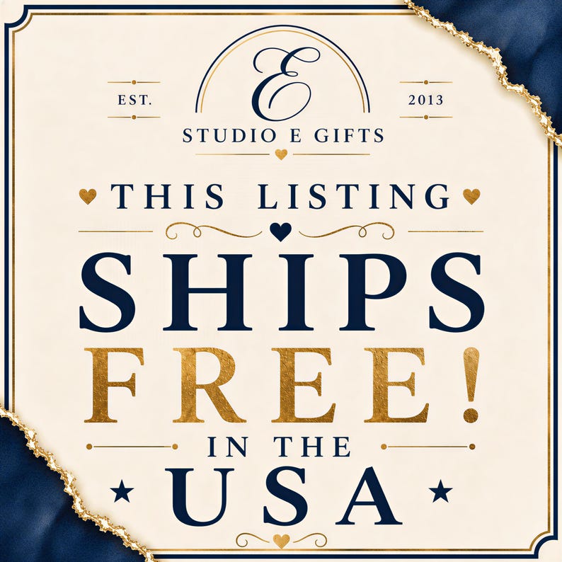The image is a listing advertisement for a company called "E Studio Gifts" that offers free shipping in the United States.