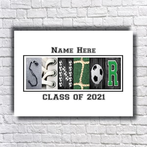 Fútbol Senior 2025, Escuela Secundaria, Universidad, Noche de Graduados, Equipo Deportivo, Arte con Letras, Regalo de Agradecimiento, Clase de 2024, Banquete, Fiesta de Graduación,