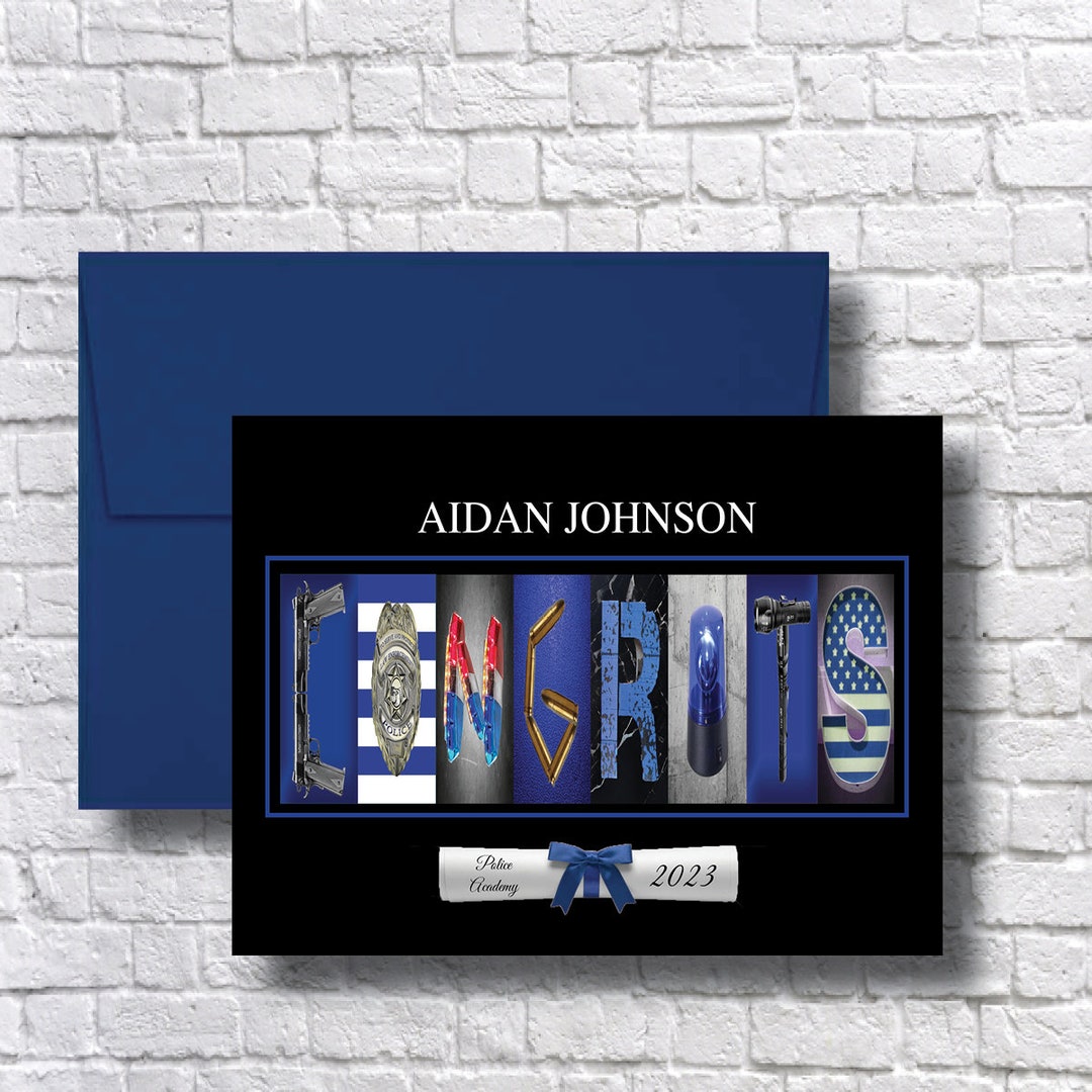 Graduation. Police Mem Personalized Police Academy Graduation Card, Law Enforcement, Force ...