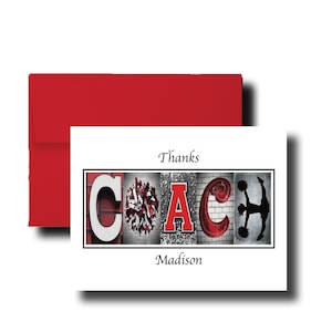 Entraîneur de pom-pom girls personnalisé, carte de remerciement, anniversaire, cadeau de retraite, acclamations de la concurrence, football, personnalisé, basket-ball ROUGE