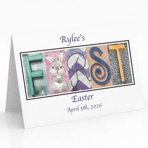 Personalized First Easter Card, Baby's 1st Easter, Grandson, Granddaughter, Godson, Goddaughter, Religious, Son, Daughter, Bunny, Passover