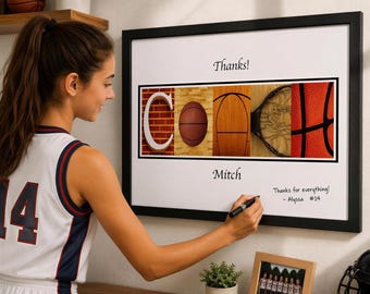 Personalized Basketball Coach Gift, Retirement Sign, Team Name Art