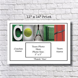 Tennis Coach, Team Coach Gift, Tennis Photo Team Gift, Team Photo Gift, End of Season Gift, Personalized Gift, Tennis Gift, Coach, Tennis