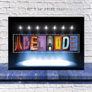 Theater Name Sign, Drama Club Gift, Stage Crew Gift, Vegas Sign, Actress Gift, Actor Gift, Gift, Broadway Musical Gift, Theater Show, Drama