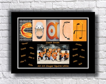 Personalized Hockey Coach Gift DIGITAL DOWNLOAD, Custom Hockey Team Photo Sign, Printable Coach Thank You Gift,End of Season Team Keepsake
