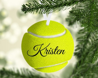 Tennis Ball Name Ornament, Tennis Ornament, Name Ornament, Tennis Gift, Tennis Player Gift, Metal Ornament, Custom Ornament,METAL-NOT A BALL