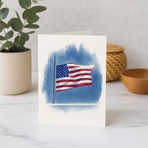 Vaterländische Grußkarte mit Amerikanische Flagge in Aquarell-Design, 4
