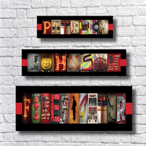 Regalo con nombre y letra del alfabeto de bombero, digital, bricolaje, para esposa bombero, regalo para esposo, regalo para bombero, decoración del hogar, línea roja delgada, jubilación