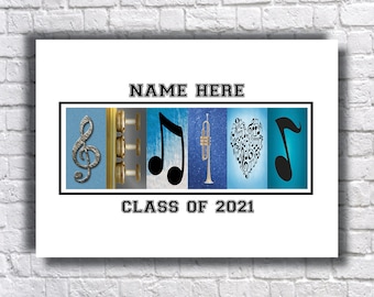 Regalo personalizado de trompeta para la banda de música de 2025, regalo para la noche de graduación, profesor de música, arte mural musical, decoración para fiesta de graduación, músico, 2023.