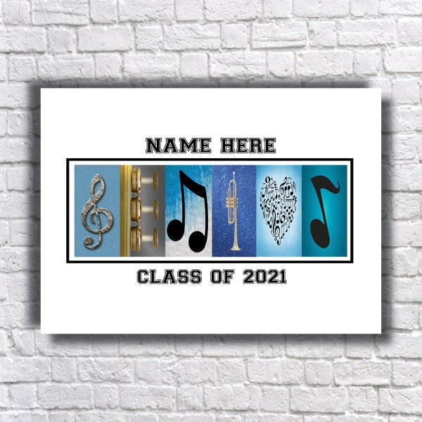 Personalized Senior Trumpet 2023 Marching Band Gift, Senior Night Gift, Music Teacher, Music Wall Art, Grad Party Decor, Musician,  2023,