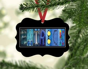 Swim Name Ornament, Christmas Ornament, Christmas Tag, Ornament Gift, Swim Christmas Ornament, Swim Ornament, Swimming Ornament,