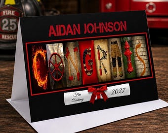 Fire Academy Graduation Card Personalized, Firefighter, Rescue, Fireman, Class of 2027, Congrats, Congratulations Graduate Junior Citizen