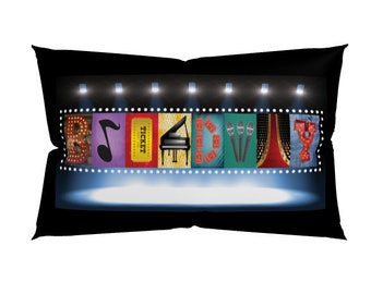 Personalized Theater Drama Broadway Pillow, Novelty Throw Pillow, Girls Boys Room Home Decor, Fiance Gifts, Girlfriend, Piano, Microphone,