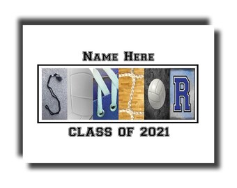 Senior 2027 Volleyball, Personalized, Graduation Gifts, Team Players, Name Letter Art, High School, Class of 2027, Gifts for Seniors,