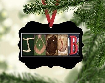 Ornamento con nome da baseball, ornamento natalizio, etichetta natalizia, regalo ornamentale, ornamento natalizio da baseball, ornamento da baseball, baseball,