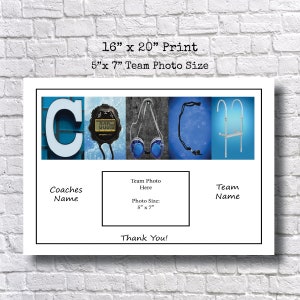 Swim Coach, Team Coach Gift, Swim Photo Team Gift, Swim Coach, Photo Gift, End of Year Gift,Personalized Swim Team Coach Gift,