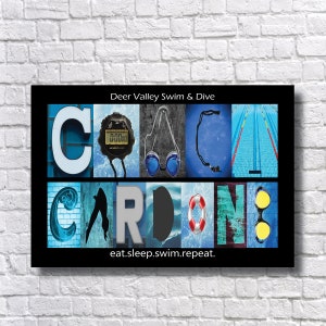 Treinador de natação personalizado, arte de letras de treinador, nome criativo, presente de jogador, alfabeto, melhor presente de treinador, faça você mesmo, download, arquivo para impressão