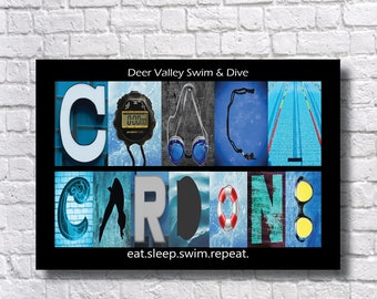 Team Gift Idea for Swimming Coach, Swim Team Coach Art, Swim Gift for Coach, Gift from Player, Coach Gift, Best Coach Gift, Custom,