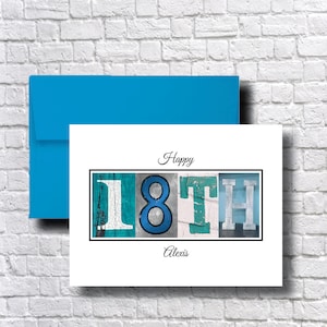 Cartão de aniversário de 18 anos, Azul, Azul-petróleo, Cartões de aniversário de 18 anos para meninas, Afilhada, Sobrinha, Feliz aniversário, Melhor amiga, Personalizado, Filha, Neta