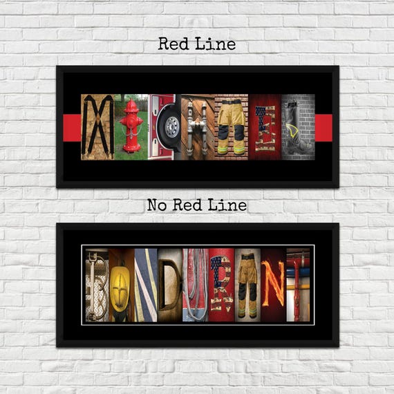 FireFighter Letter Art, Firefighter, Firefighter Wife, Fireman, Gift Dad, Firefighter Decor, Thin Red Line, Father's Day, Retirement FRAMED