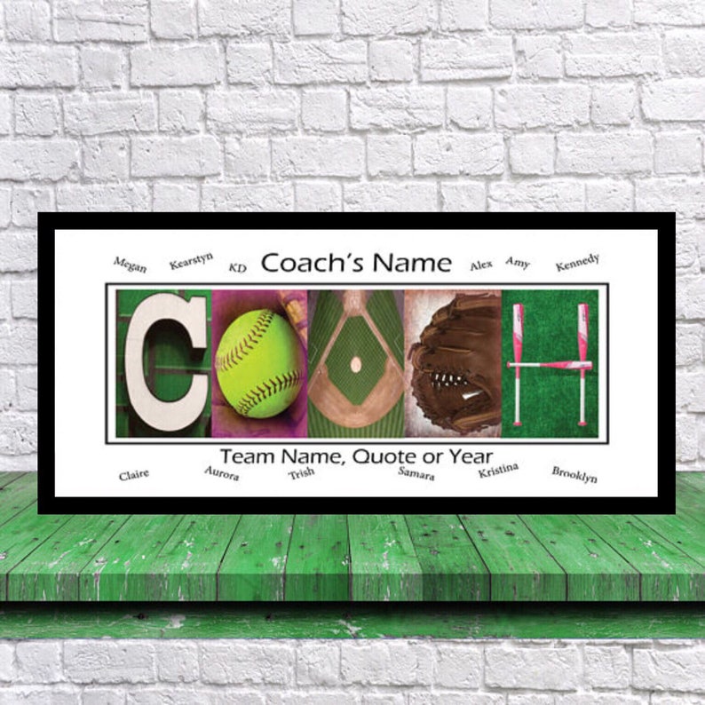Softball Coach Gift Team Signature Print Softball Coach Etsy