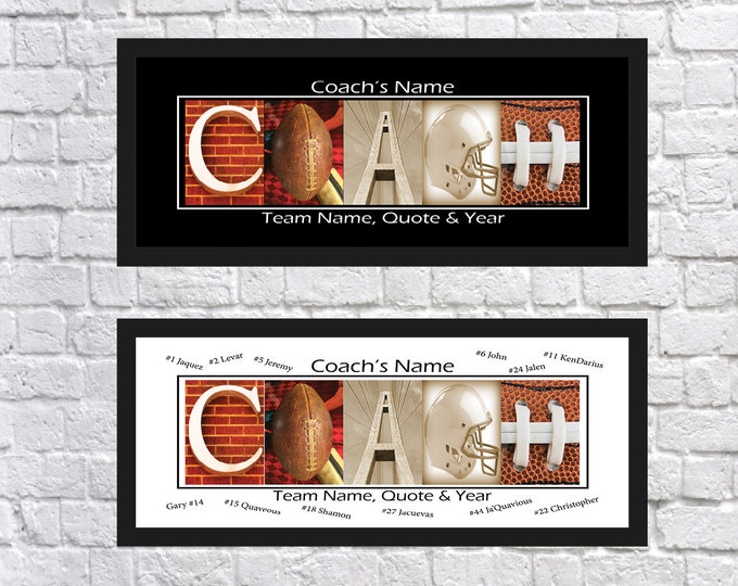 Personalized Name Coach Football Gift, End of Year Season, Customized, Alphabet Art, Player, Best Coach Gift, Custom, Coach Appreciation