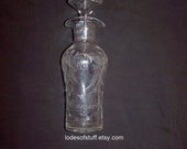 Antique Cruet, Hand Etched Crystal Cruet, Oil and Vinegar Cruet, Glass Cruet With Stopper, Ferns, Lovely