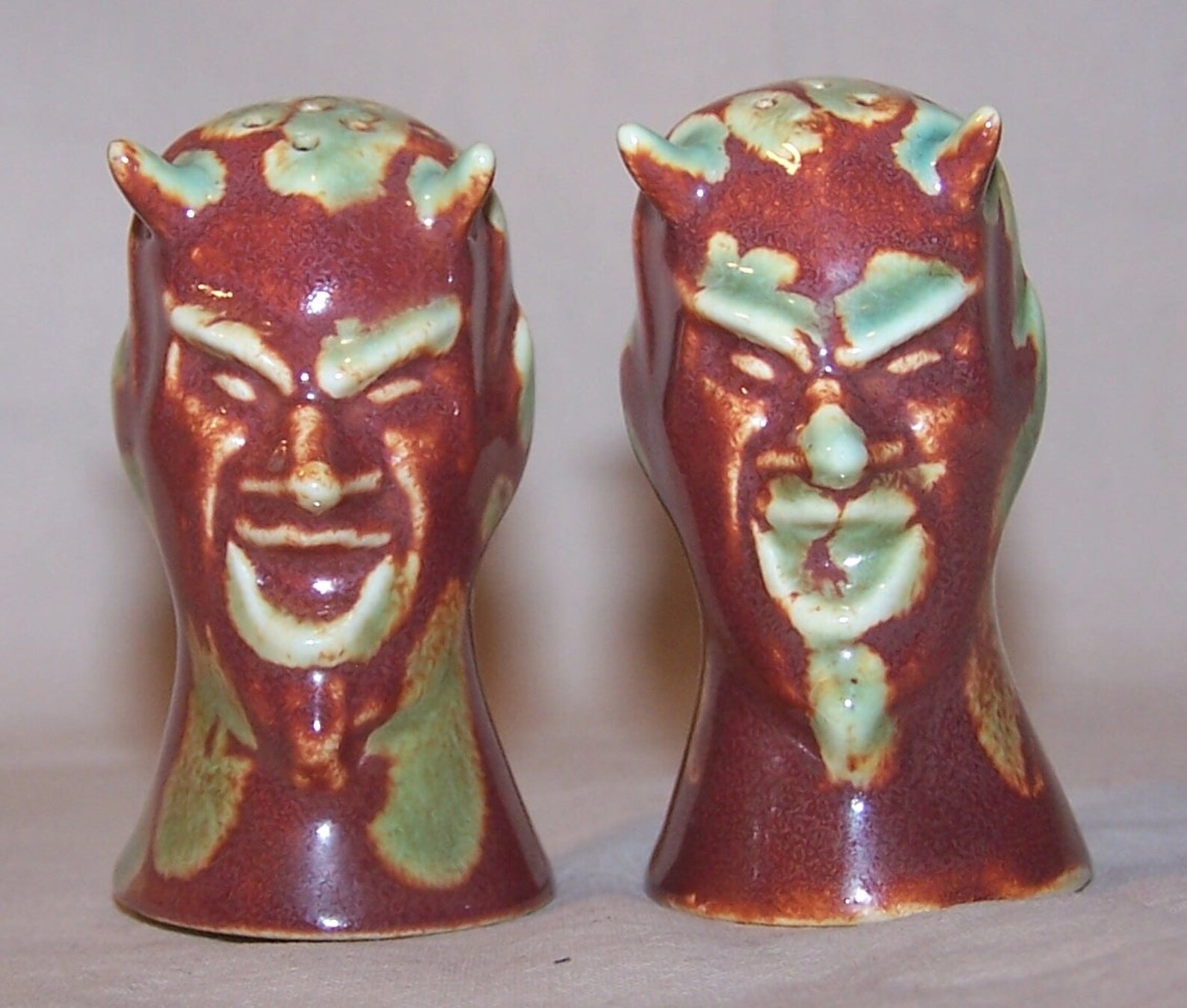 Vintage Salt Pepper Shakers Devil Head Demon Head Satan Etsy