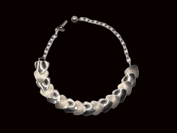 Vntg Signed D’Arland Triangular Link Choker, Silv… - image 2
