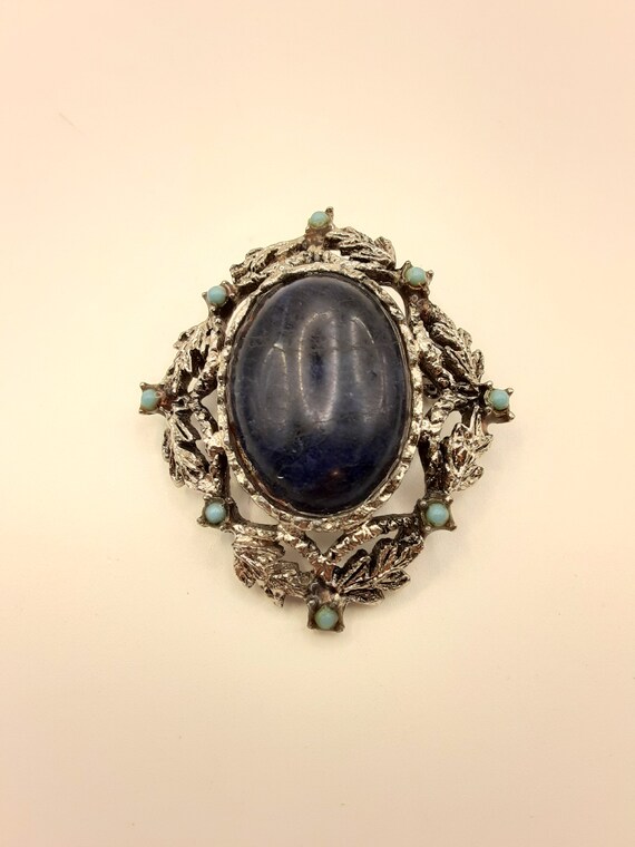 Vintage Dark Blue Dumortierite & Faux Turquoise B… - image 3