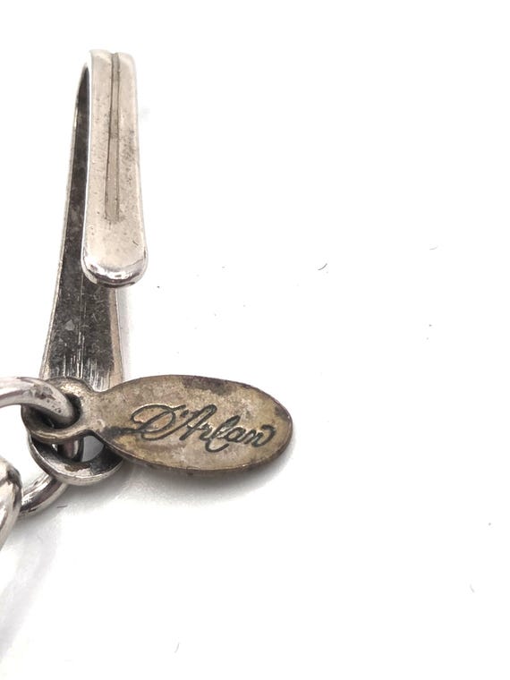 Vntg Signed D’Arland Triangular Link Choker, Silv… - image 5