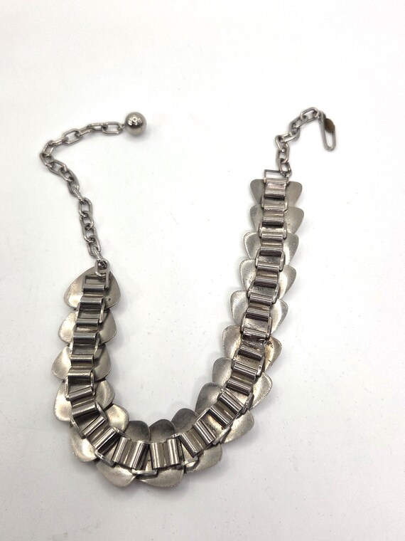 Vntg Signed D’Arland Triangular Link Choker, Silv… - image 6