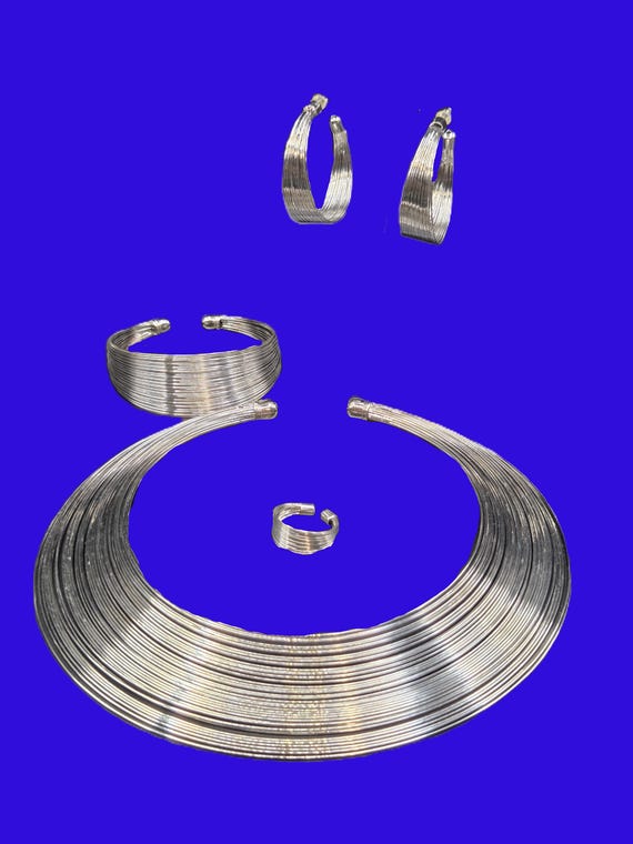 Multi-layer Necklace Earrings Bangle Adjustable R… - image 3