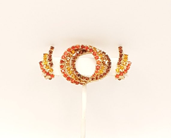 Unsigned "Kramer" Autum Colored Circlet Pin Set, … - image 6