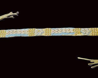 Vintage Seed Bead Cowrie Belt Turquoise Tribal Beaded Belt 