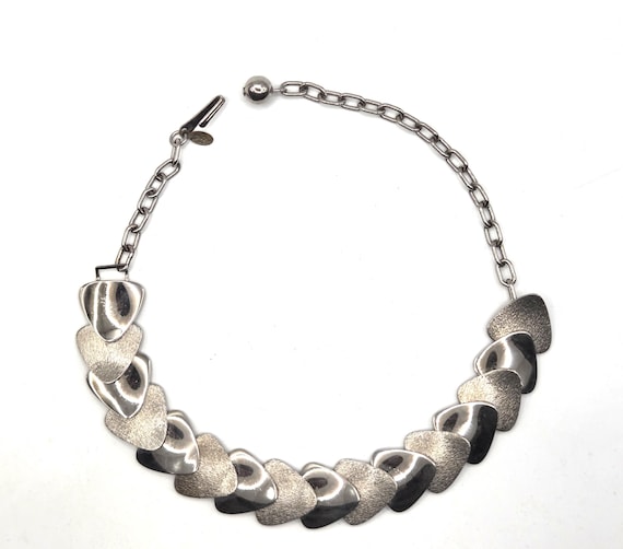 Vntg Signed D’Arland Triangular Link Choker, Silv… - image 1