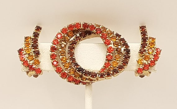 Unsigned "Kramer" Autum Colored Circlet Pin Set, … - image 1