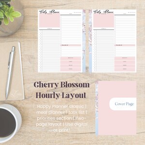 Cherry Blossom Classic Happy Planner Daily Hourly Layout | Etsy