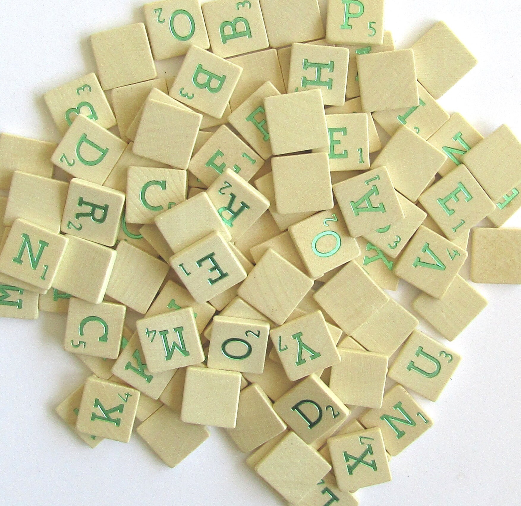 Vintage Scrabble tiles wood set of 20 green letters Etsy